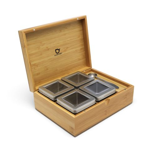 Wooden Tea Storage Box with 4 Tins For Loose Tea