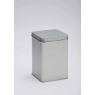 Square Tea Caddy Hinged Lid Silver 500g